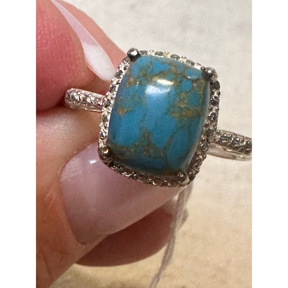 Mohave Blue Turquoise Ring Sterling Silver 925 Sz 7